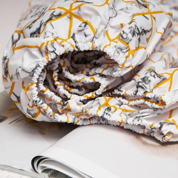 Фото - Простынь двуспальная Moon&Star на резинке Modern Marble Бязь Gold Люкс 180х200х25 см (MS-850001276)