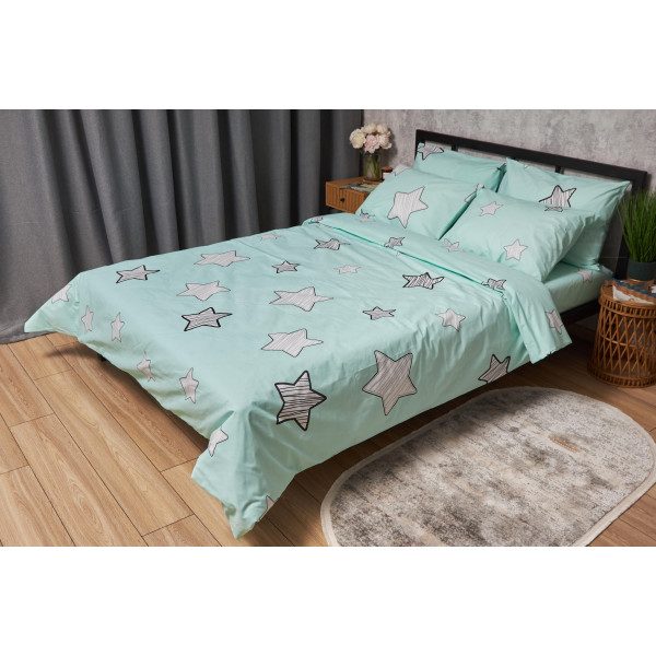 Фото - Комплект постільної білизни Moon&Star Бязь Gold Люкс Child Stars 200х220 см +нав. 4х50х70 (MS-820005403)