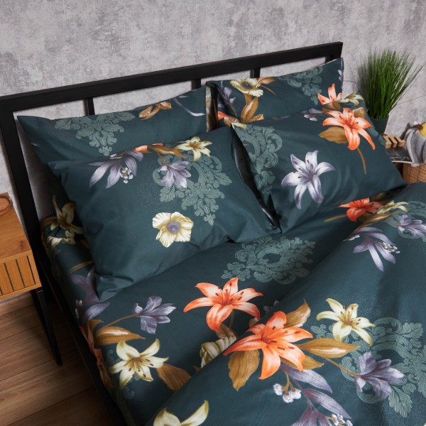 Фото - Комплект постельного белья Moon&Star Микросатин Premium «Floral Nocturne» 160х220х2 см нав. 2х70х70 (MS-820007697)