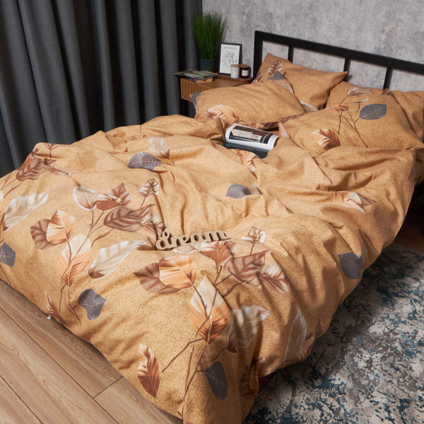 Фото - Комплект постільної білизни Moon&Star Мікросатин Premium Amber Leaf 160х220 нав. 4х70х70 (MS-820007514)