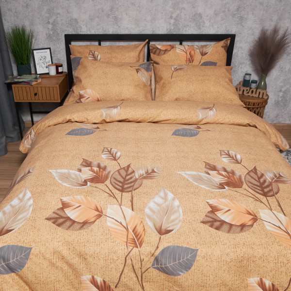 Фото - Комплект постільної білизни Moon&Star Мікросатин Premium Amber Leaf 160х220 нав. 4х70х70 (MS-820007514)