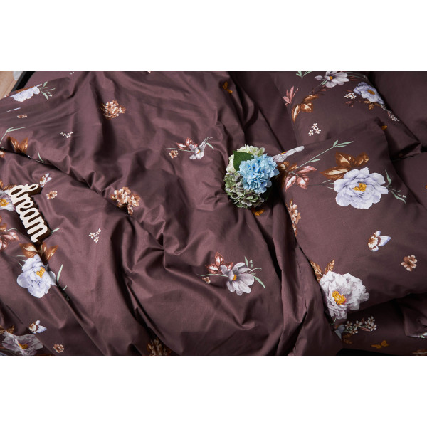 Фото - Комплект постільної білизни Moon&Star Мікросатин Premium «Floral Mocha» 143х210х2 см нав. 2х40х60 (MS-820005030)