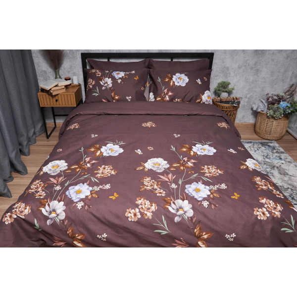 Фото - Комплект постільної білизни Moon&Star Мікросатин Premium Floral Mocha 160х220 нав. 4х70х70 (MS-820005029)