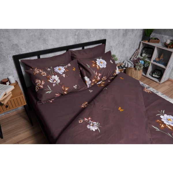 Фото - Комплект постільної білизни Moon&Star Мікросатин Premium «Floral Mocha» 143х210х2 см нав. 2х70х70 (MS-820005032)