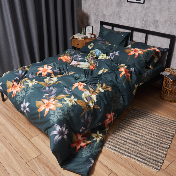 Фото - Комплект постільної білизни Moon&Star Мікросатин Premium Floral Nocturne 175х210 см нав. 40х60 2 шт. (MS-890000681)