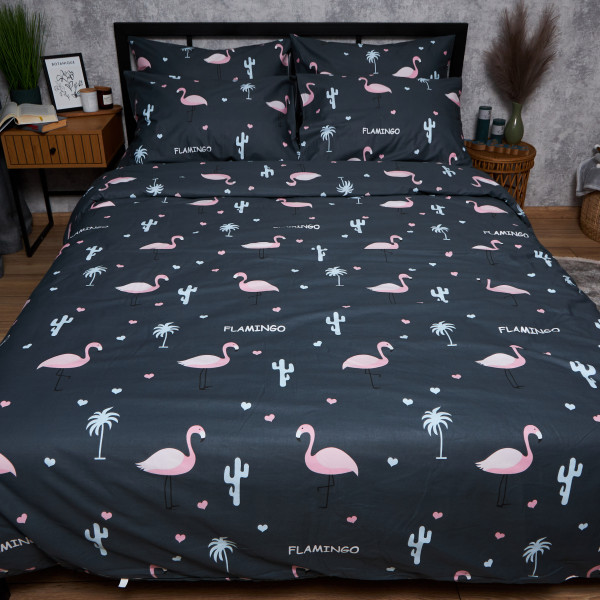 Фото - Комплект постільної білизни Moon&Star Satin Elit «Flamingo» 200х220 см нав. 2х50х70 (MS-820008306)