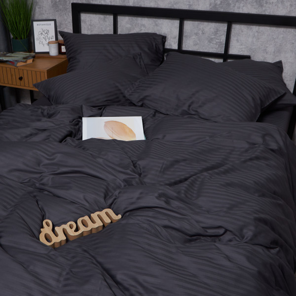 Фото - Комплект постільної білизни Moon&Star Satin Stripe Dark Serenity 160х220х2 нав. 4х70х70 (MS-820008609)