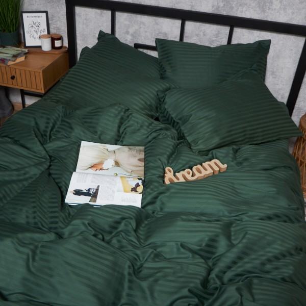 Фото - Комплект постельного белья Moon&Star Satin Stripe Mystic Green 143х210х2 нав. 2х50х70 (MS-820008636)