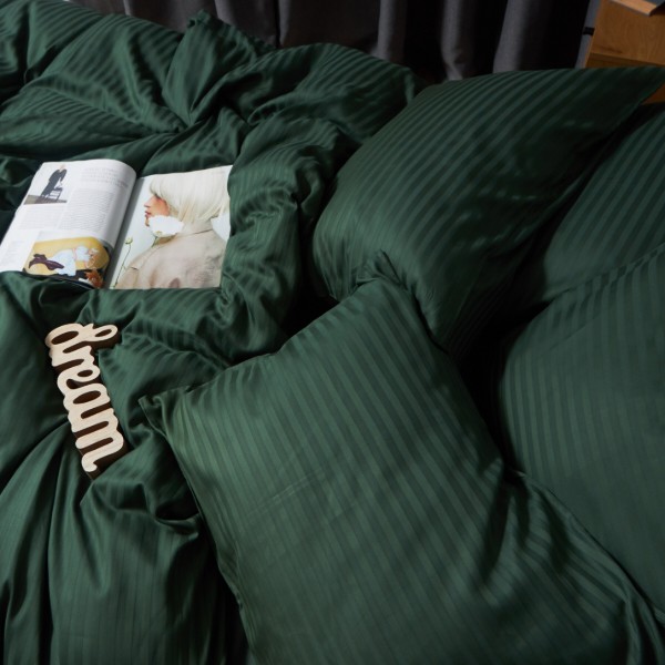 Фото - Комплект постельного белья Moon&Star Satin Stripe Mystic Green 143х210х2 нав. 2х50х70 (MS-820008636)