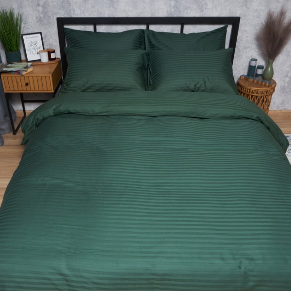 Фото - Комплект постельного белья Moon&Star Satin Stripe Mystic Green 143х210х2 нав. 2х50х70 (MS-820008636)