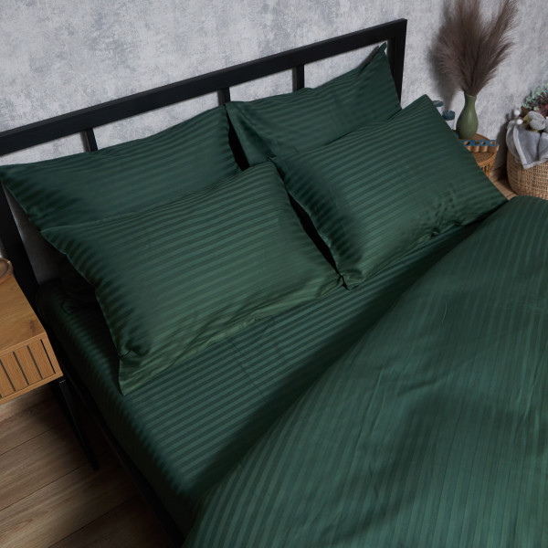 Фото - Комплект постільної білизни Moon&Star Satin Stripe Mystic Green 160х220х2 нав. 4х50х70 (MS-820008643)