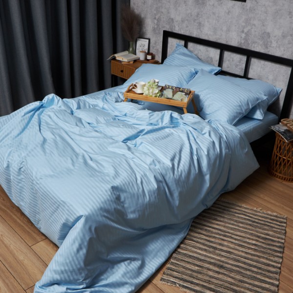 Фото - Комплект постельного белья Moon&Star Satin Stripe Ocean Calm 143х210х2 нав. 2х50х70 (MS-820008671)