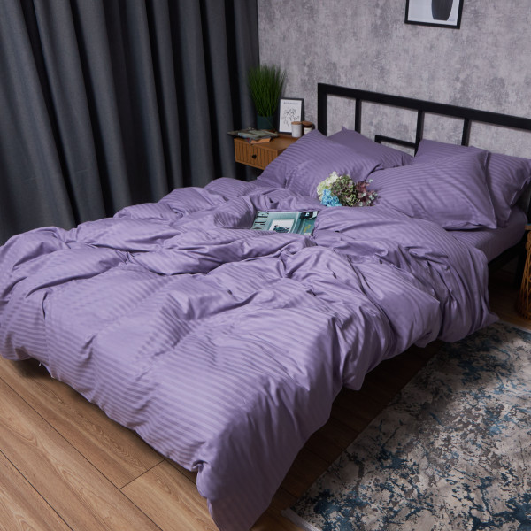Фото - Комплект постільної білизни Moon&Star Satin Stripe Soft Lilac 160х220 нав. 2х40х60 (MS-820008700)