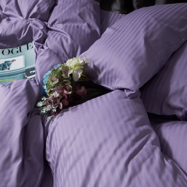 Фото - Комплект постільної білизни Moon&Star Satin Stripe Soft Lilac 200х220 нав. 50х70 см 2 шт. (MS-890000850)