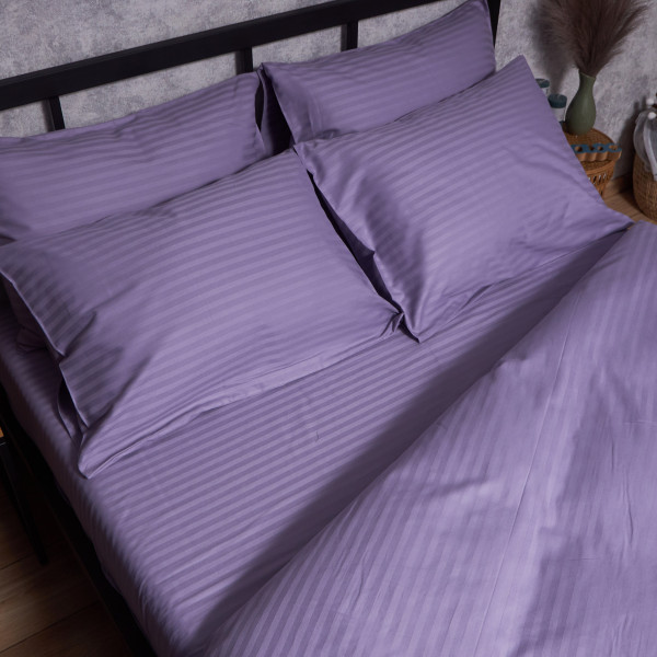 Фото - Комплект постільної білизни Moon&Star Satin Stripe Soft Lilac 160х220 нав. 4х50х70 (MS-820008703)