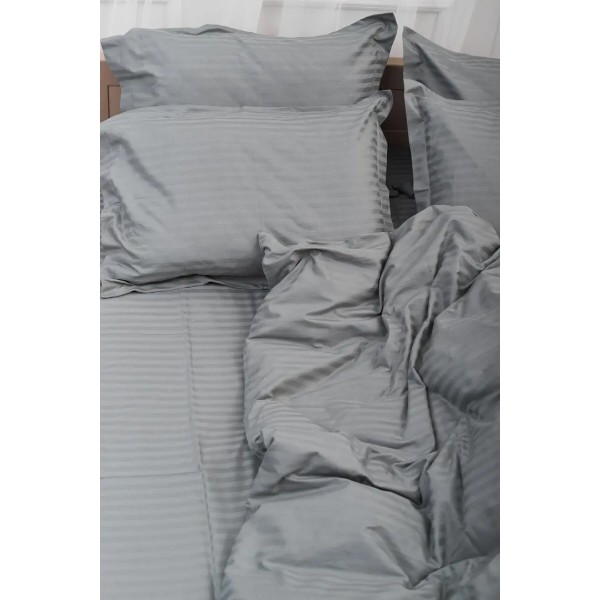 Фото - Комплект постільної білизни дитячий Moon&Star Satin Stripe, Stripe Gray 110х140 нав. 2х50х50 (MS-830000210)