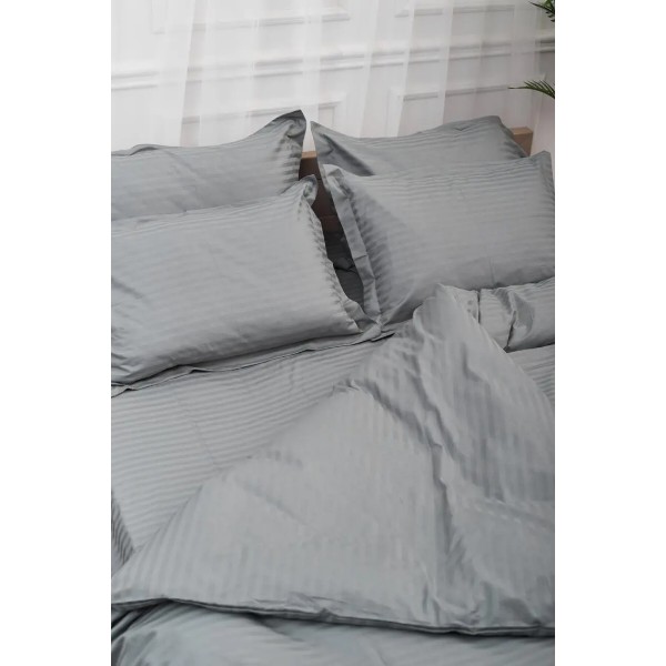 Фото - Комплект постільної білизни дитячий Moon&Star Satin Stripe, Stripe Gray 110х140 нав. 2х50х50 (MS-830000210)