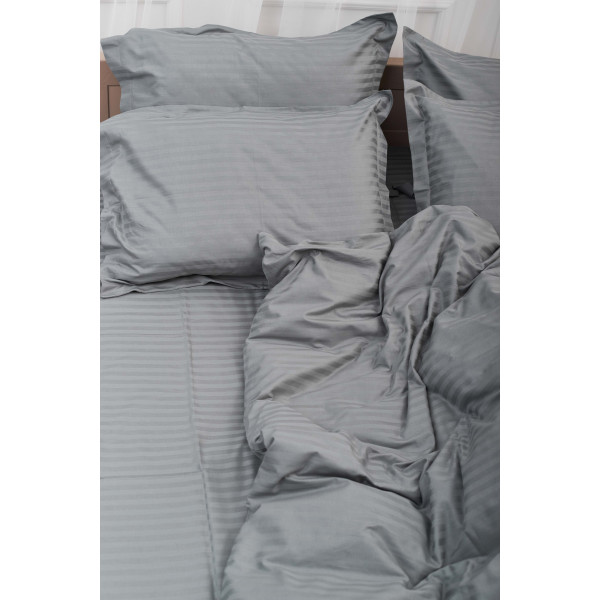 Фото - Комплект постільної білизни Moon&Star Satin Stripe Stripe Gray 160х220 нав. 4х70х70 (MS-820003664)