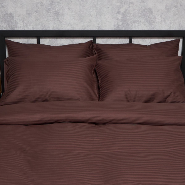 Фото - Комплект постільної білизни Moon&Star Satin Stripe Warm Espresso 143х210х2 нав. 2х40х60 (MS-820008740)