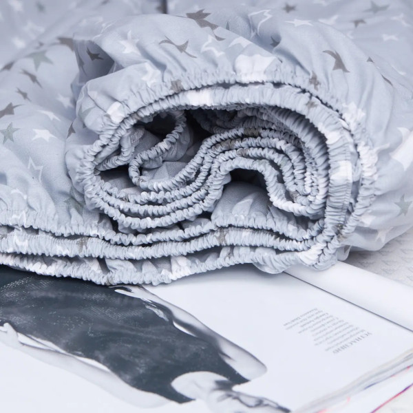 Фото - Простирадло полуторне Moon&Star Silver Stars Бязь Gold Люкс 140х190х20 см (MS-850000889)