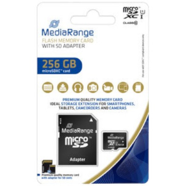 Фото - Карта пам'яті MediaRange microSDXC 256GB UHS-1 Class 10 + SD adapter (MR946)