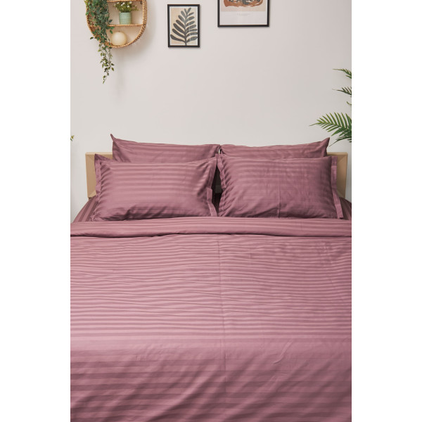 Фото - Комплект постільної білизни Moon&Star King Size 220x240 Garnet Satin Stripe (MS-820000526)