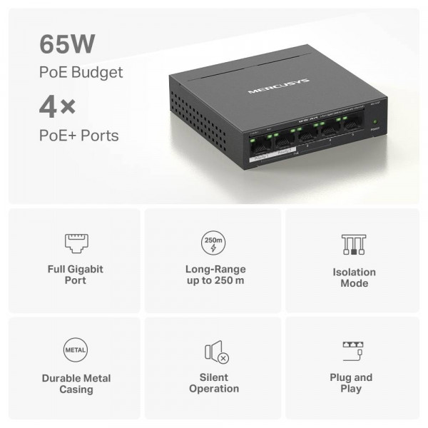 Фото - Коммутатор локальної мережі (Switch) Mercusys MS105GP