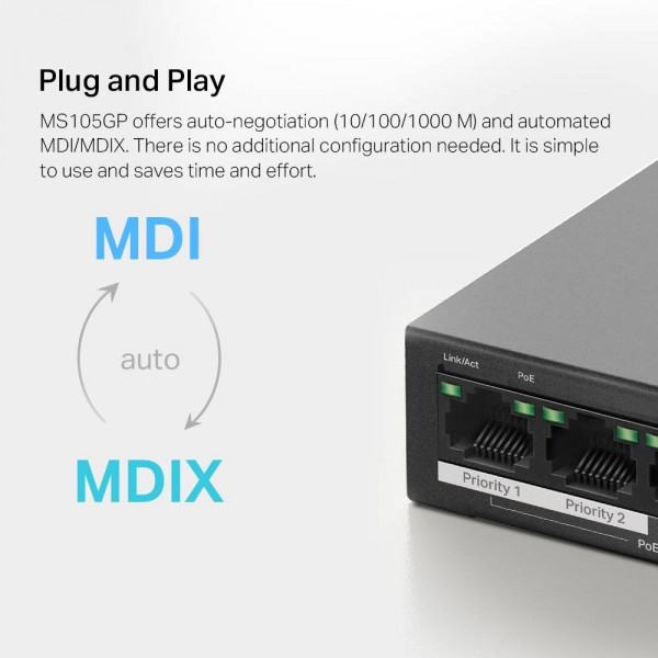 Фото - Коммутатор локальної мережі (Switch) Mercusys MS105GP