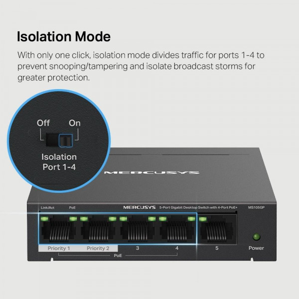 Фото - Коммутатор локальної мережі (Switch) Mercusys MS105GP