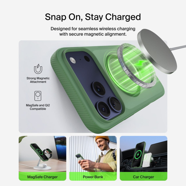 Фото - Чохол для смартфону Belkin for iPhone 17 Pro Max Magnetic Protective Grip Sage (MSA036HQSE)