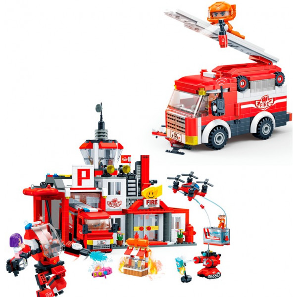 Фото - Пластиковий конструктор Banbao "БанБао CITY" (1081 елм.) Команда пожежників (7130)