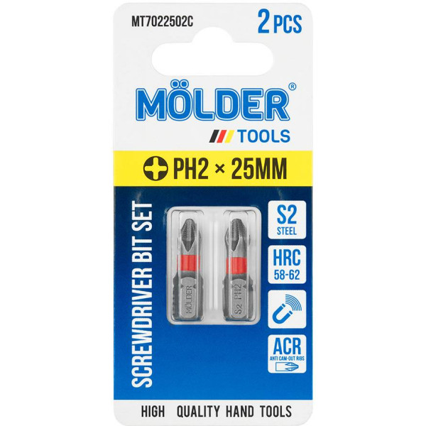 Фото - Набор бит для отвертки Molder PH2x25 мм 2 шт. (MT7022502C)