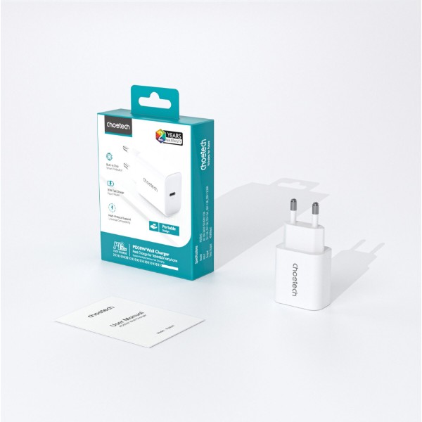 Фото - Сетевое зарядное устройство Choetech PowiX USB-C PD 30W Mini Wall Charger White (PD3041-EU-WH)