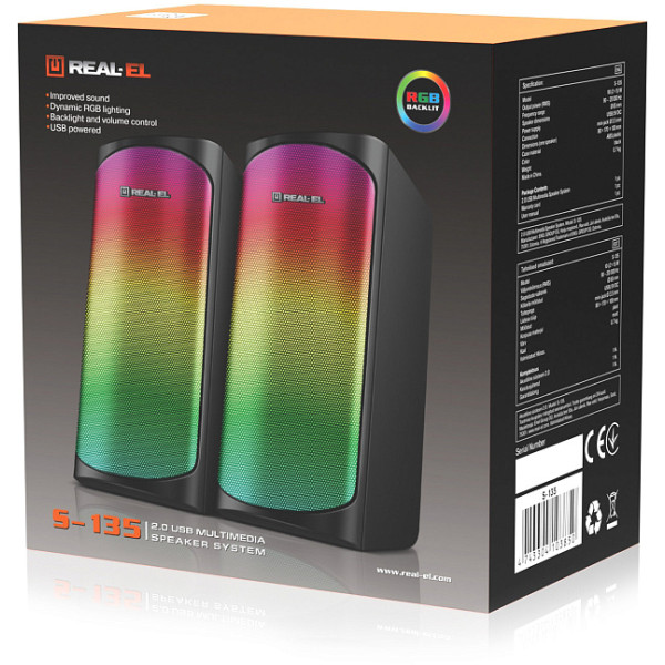 Фото - Компьютерная акустика компактная 2.0 REAL-EL S-135 Black (EL121100019)