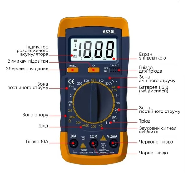 Фото - Измерительный прибор Kingsdun Мультиметр KS-A830L Blue