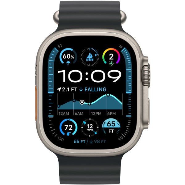 Фото - Ремінець для смарт-годинника Apple 49mm Black Ocean Band - Natural Titanium Finish (MXTL3ZM/A)