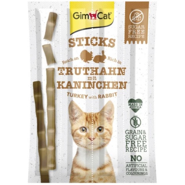 Фото - Лакомые для кошек GimCat мясные с индейкой и кроликом 4 шт. (4002064420813)