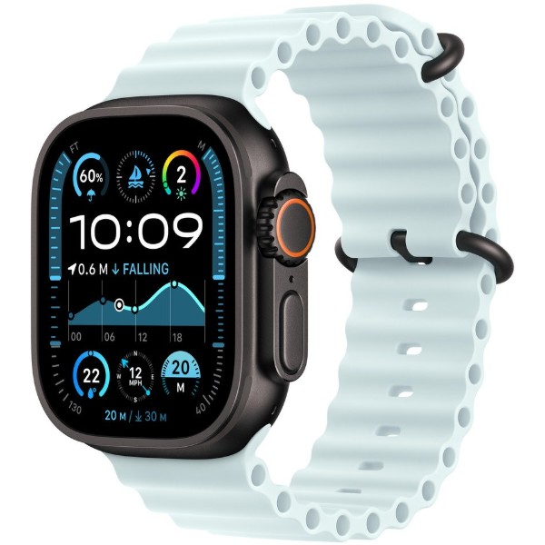 Фото - Ремінець для смарт-годинника Apple 49mm Ice Blue Ocean Band - Black Titanium Finish (MYP83ZM/A)
