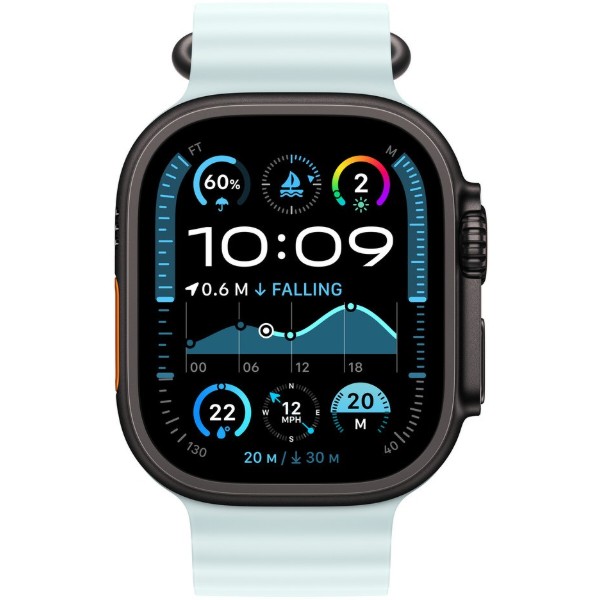 Фото - Ремінець для смарт-годинника Apple 49mm Ice Blue Ocean Band - Black Titanium Finish (MYP83ZM/A)