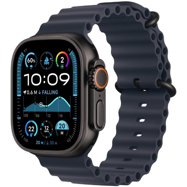 Фото - Ремінець для смарт-годинника Apple 49mm Navy Ocean Band - Black Titanium Finish (MYPA3ZM/A)