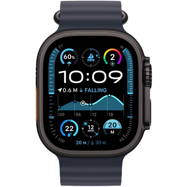 Фото - Ремінець для смарт-годинника Apple 49mm Navy Ocean Band - Black Titanium Finish (MYPA3ZM/A)