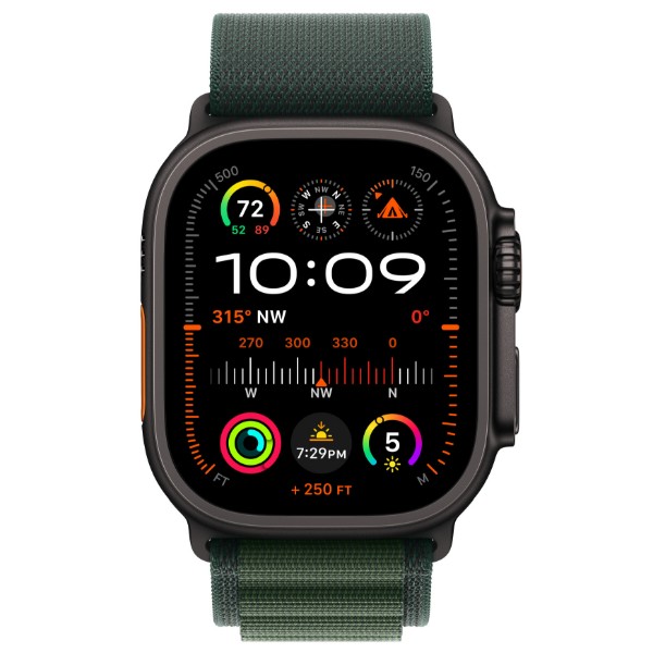 Фото - Ремешок для смарт-часов Apple 49mm Dark Green Alpine Loop - Large - Black Titanium Finish (MYPT3ZM/A)