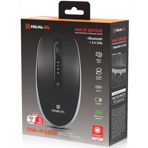 Фото - Миша бездротова REAL-EL RM-455W Black