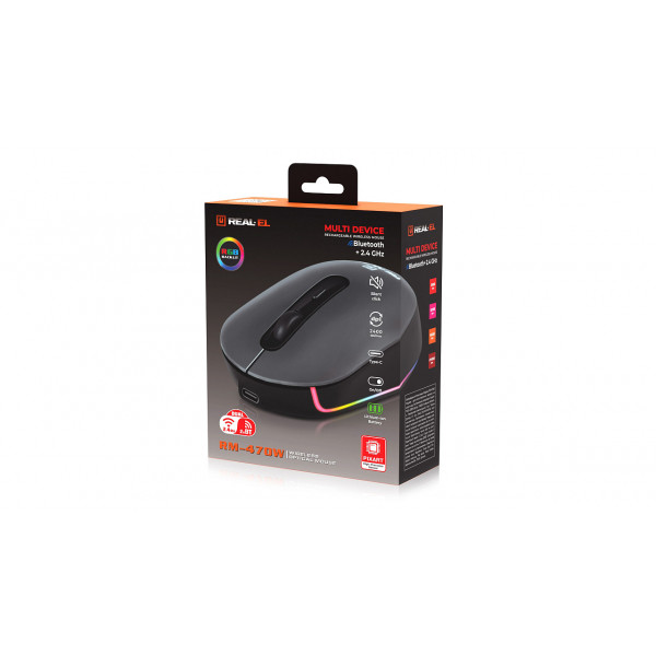 Фото - Миша бездротова REAL-EL RM-470W Dark Gray (EL123200049)