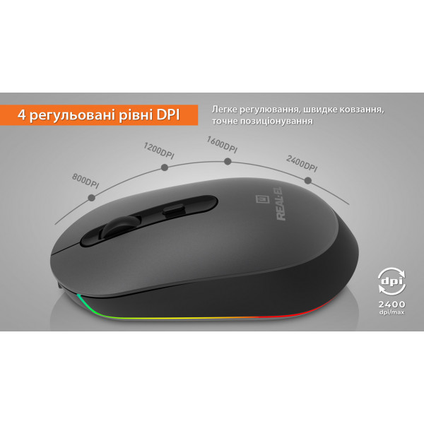 Фото - Миша бездротова REAL-EL RM-470W Dark Gray (EL123200049)