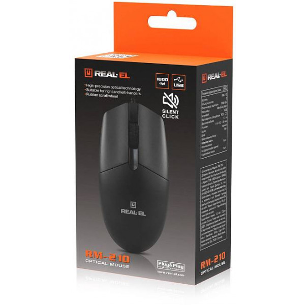 Фото - Миша дротова REAL-EL RM-210 Black (EL123200036)