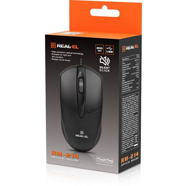Фото - Мышь проводная REAL-EL RM-214 Black (EL123200039)