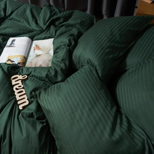 Фото - Комплект постільної білизни Moon&Star Satin Stripe Mystic Green 200х220 (MS-820008622)