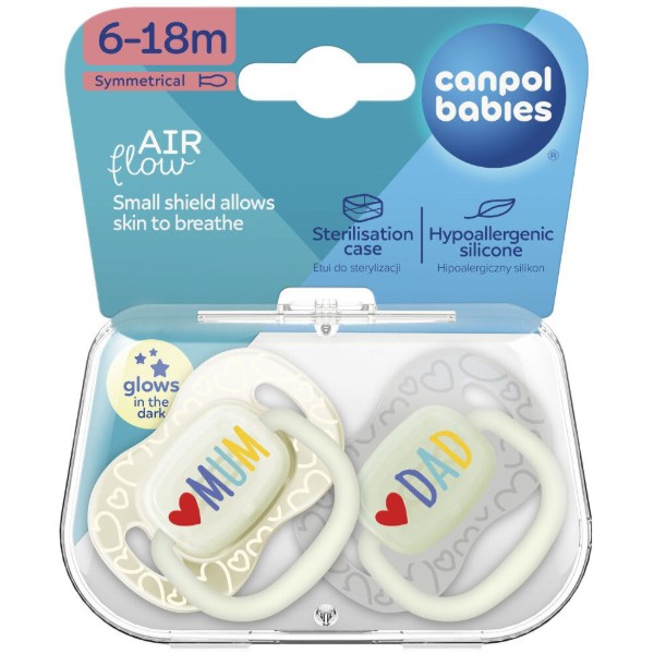 Фото - Симметричная пустышка Canpol babies 6-18 мес LoveMum&Dad 2 шт. (34/940)