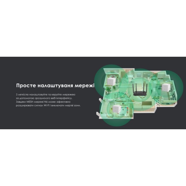 Фото - Маршрутизатор інтернет WiFi6 Netis AX1800 (N-6)